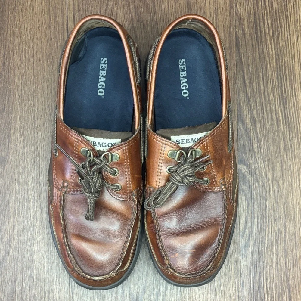 Sebago Tan Leather Boat Shoes